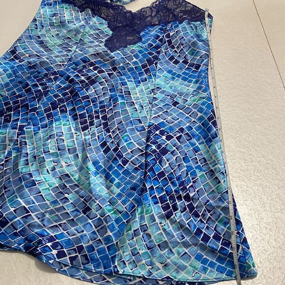 VICTORIA'S Secret Vintage Chemise Heart Label Blue Slip Sz M - Picture 8 of 11